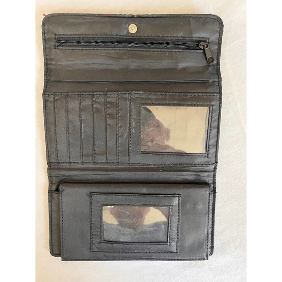 Walt Disney World Mickey Mouse Womens Wallet Black Multicolor Letters 7" - Picture 8 of 9